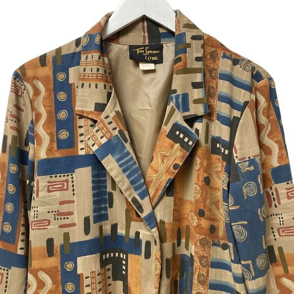 Vintage Toni Garment Jacket Small 80s Print Retro Blazer Rayon Brown - Picture 2 of 12